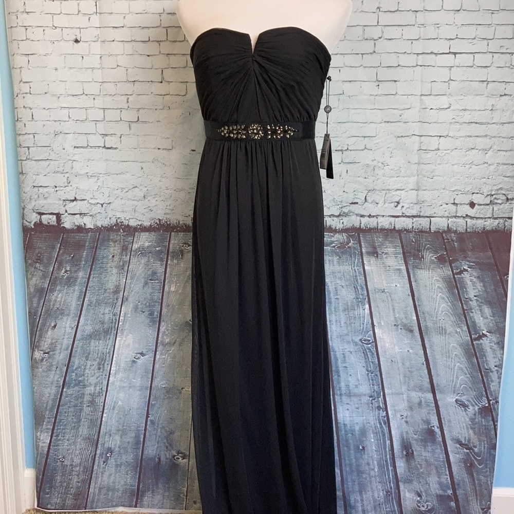 Adrianna Papell NWT Formal Strapless Ruched Gown Black Dress 2 Black Tie Formal